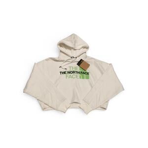 NWT The North Face cropped hoodie hooded sweatshirt logo white sz L